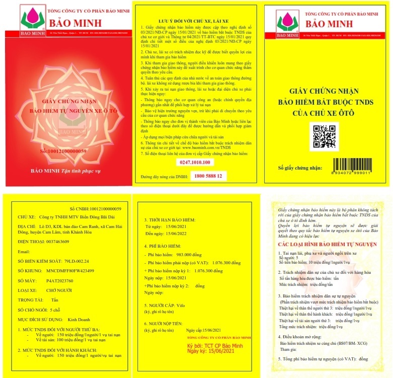 chung nhan bao hiem tnds o to dien tu cua bao minh